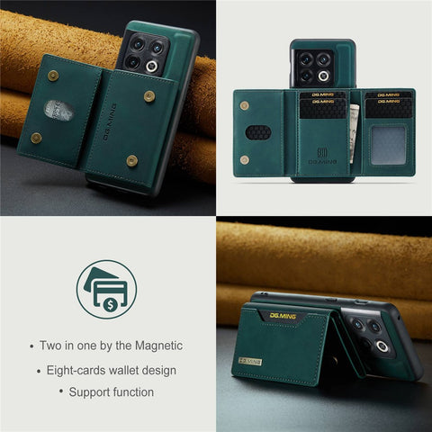 DG.MING M2 Series for OnePlus 10 Pro 5G Detachable 2-in-1 Wallet Kickstand Case Magnetic Absorption Phone Cover