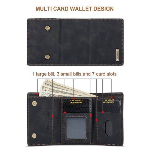 DG.MING M1 Series For OnePlus 10 Pro 5G Magnetic Adsorption 2-in-1 Wallet PC+TPU+PU Leather Phone Drop-proof Case with Kickstand