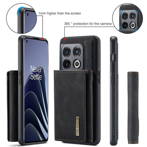 DG.MING M1 Series For OnePlus 10 Pro 5G Magnetic Adsorption 2-in-1 Wallet PC+TPU+PU Leather Phone Drop-proof Case with Kickstand