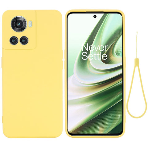 For OnePlus Ace 5G/10R 5G Shockproof Protective Phone Case Slim Soft Liquid Silicone Cellphone Cover with Strap