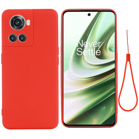 For OnePlus Ace 5G/10R 5G Shockproof Protective Phone Case Slim Soft Liquid Silicone Cellphone Cover with Strap