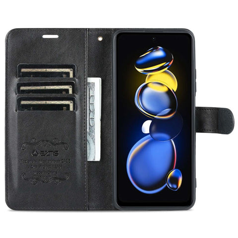 AZNS Flip Wallet Case for Xiaomi Redmi Note 11T Pro 5G / Note 11T Pro+ 5G / Note 12T Pro 5G / Poco X4 GT 5G / Redmi K50i 5G Shockproof PU Leather Magnetic Closure Anti-scratch Phone Cover with Viewing Stand