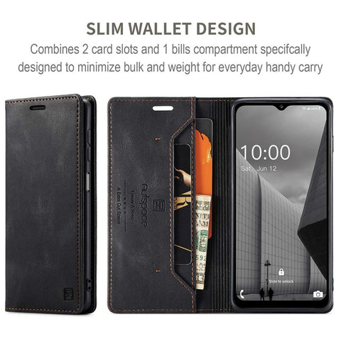 AUTSPACE A01 Series For Samsung Galaxy M53 5G RFID Blocking Matte PU Leather Phone Case Wallet Stand Flip Cover