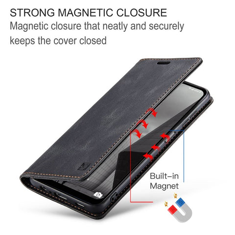AUTSPACE A01 Series For Samsung Galaxy M53 5G RFID Blocking Matte PU Leather Phone Case Wallet Stand Flip Cover