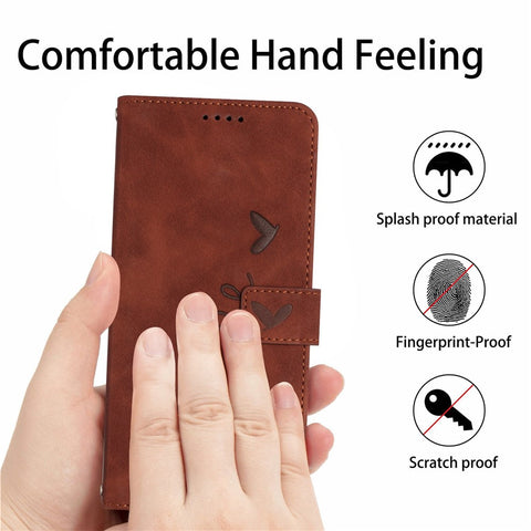 For Oppo A94 4G/5G/F19 Pro/F19 Pro+ 5G/A95 5G/Reno5 Z/Reno6 Z/Reno5 F/Reno5 Lite Heart Shape Imprinted Wallet Case Skin-touch Feeling Leather Stand Cover