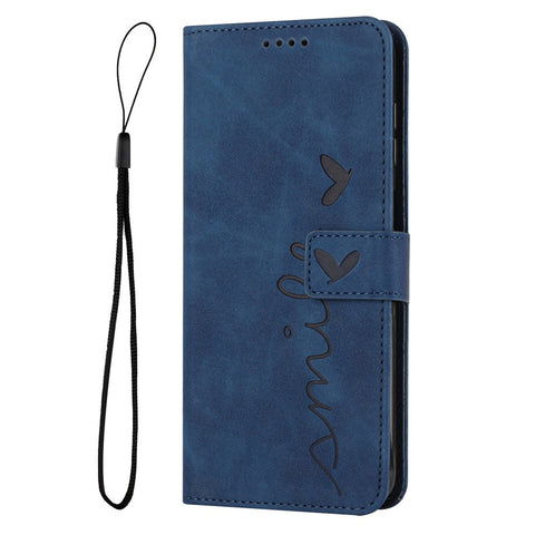 Skin-touch Feeling Phone Case for Motorola Edge 20, PU Leather Heart Shape Imprinted Stand Wallet Cover