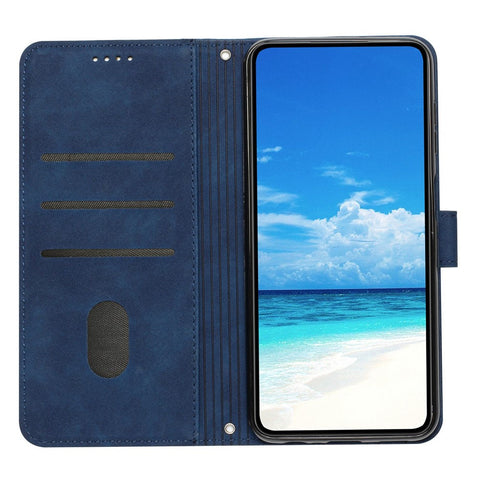 Skin-touch Feeling Phone Case for Motorola Edge 20, PU Leather Heart Shape Imprinted Stand Wallet Cover