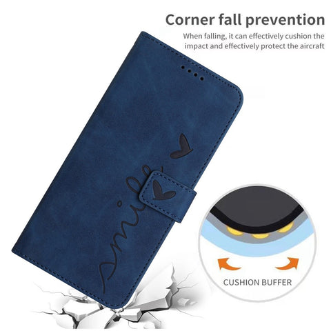 Skin-touch Feeling Phone Case for Motorola Edge 20, PU Leather Heart Shape Imprinted Stand Wallet Cover