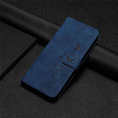 Skin-touch Feeling Phone Case for Motorola Edge 20, PU Leather Heart Shape Imprinted Stand Wallet Cover