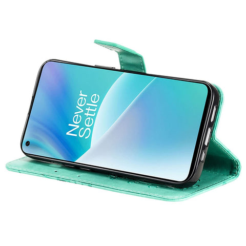 For OnePlus Nord 2T 5G Case Solid Color Leather Mobile Cover Wallet Stand with Strap