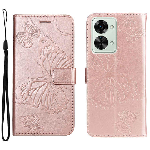 For OnePlus Nord 2T 5G Case Solid Color Leather Mobile Cover Wallet Stand with Strap
