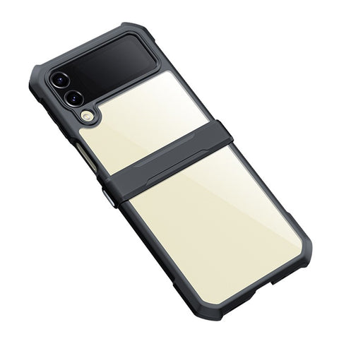 XUNDD For Samsung Galaxy Z Flip3 5G Phone Case Acrylic + TPU Reinforced Corner Shockproof Cover with Protective Bar