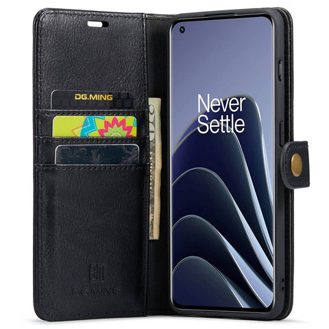 DG.MING Split Leather Phone Case for OnePlus 10 Pro 5G, Shockproof Detachable Cell Phone Cover with Wallet Stand