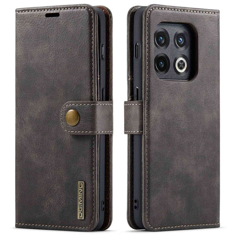 DG.MING Split Leather Phone Case for OnePlus 10 Pro 5G, Shockproof Detachable Cell Phone Cover with Wallet Stand