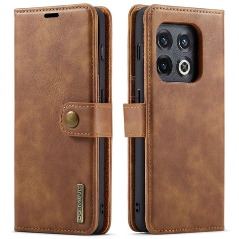 DG.MING Split Leather Phone Case for OnePlus 10 Pro 5G, Shockproof Detachable Cell Phone Cover with Wallet Stand