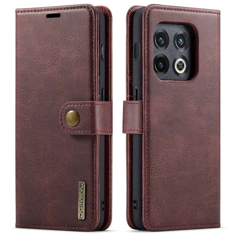 DG.MING Split Leather Phone Case for OnePlus 10 Pro 5G, Shockproof Detachable Cell Phone Cover with Wallet Stand