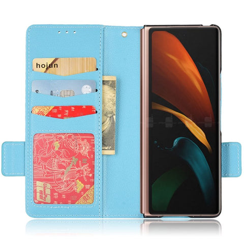 For Samsung Galaxy Z Fold2 5G Litchi Texture Shockproof Phone Case PU Leather Double Magnetic Clasp Cover with Stand Wallet