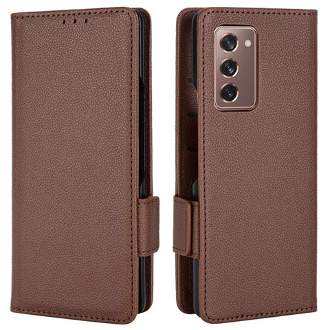 For Samsung Galaxy Z Fold2 5G Litchi Texture Shockproof Phone Case PU Leather Double Magnetic Clasp Cover with Stand Wallet