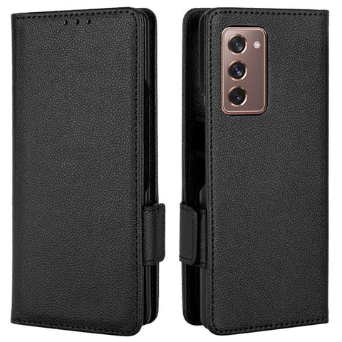 For Samsung Galaxy Z Fold2 5G Litchi Texture Shockproof Phone Case PU Leather Double Magnetic Clasp Cover with Stand Wallet