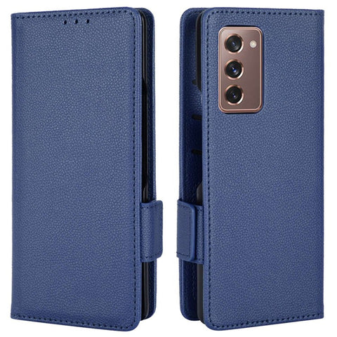 For Samsung Galaxy Z Fold2 5G Litchi Texture Shockproof Phone Case PU Leather Double Magnetic Clasp Cover with Stand Wallet