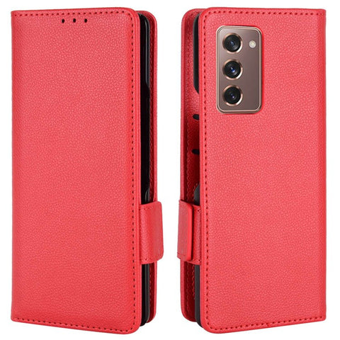 For Samsung Galaxy Z Fold2 5G Litchi Texture Shockproof Phone Case PU Leather Double Magnetic Clasp Cover with Stand Wallet