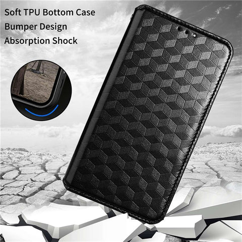 For Samsung Galaxy Z Fold2 5G Magnetic Auto-closing PU Leather Drop-proof Case Rhombus Imprint Protective Cover with Stand Wallet