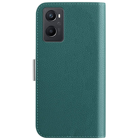 Litchi Texture Wallet Phone Case for Oppo A96 4G, Candy Color PU Leather Viewing Stand Flip Folio Cover