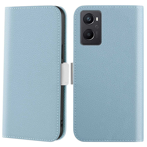 Litchi Texture Wallet Phone Case for Oppo A96 4G, Candy Color PU Leather Viewing Stand Flip Folio Cover