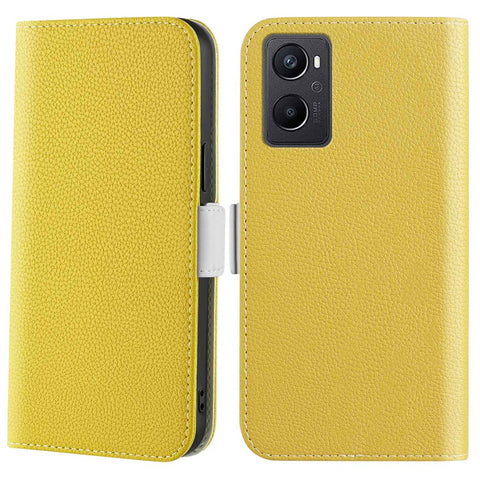 Litchi Texture Wallet Phone Case for Oppo A96 4G, Candy Color PU Leather Viewing Stand Flip Folio Cover