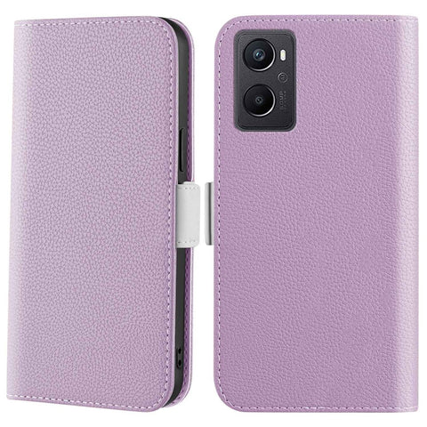 Litchi Texture Wallet Phone Case for Oppo A96 4G, Candy Color PU Leather Viewing Stand Flip Folio Cover