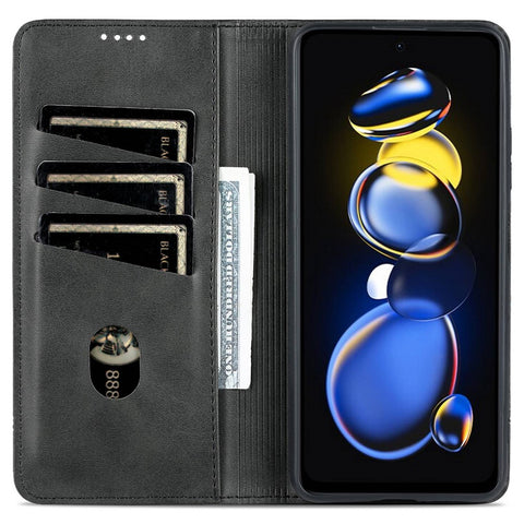 AZNS For Xiaomi Redmi Note 11T Pro 5G / Note 11T Pro+ 5G / Poco X4 GT 5G / Redmi K50i 5G PU Leather Stand Wallet Case Magnetic Closure Phone Cover
