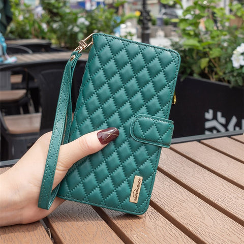 BINFEN COLOR for Xiaomi Redmi 10 5G / Redmi 10 Prime+ 5G / Redmi Note 11E 5G BF Style-15 Zipper Pocket Design Imprinted Rhombus Pattern Cover Anti-fingerprint Matte PU Leather Protective Case with Stand Wallet