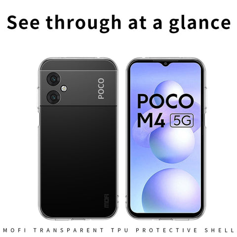 MOFI Transparent Soft TPU Case for Xiaomi Poco M4 5G, Scratch-resistant Protective Phone Cover