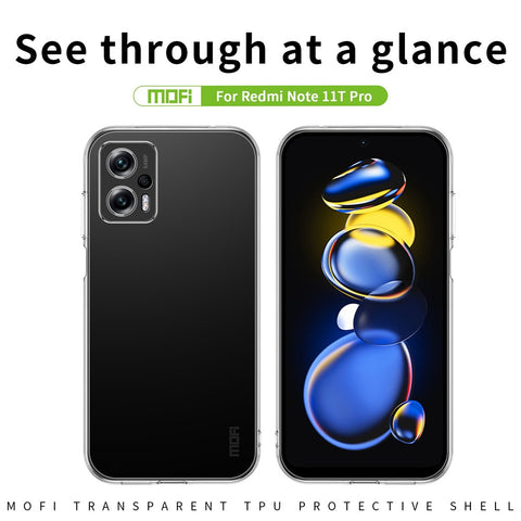 MOFI For Xiaomi Redmi Note 11T Pro 5G / Note 11T Pro+ 5G / Poco X4 GT 5G / Redmi K50i 5G Soft TPU Phone Cover Crystal Clear Anti-drop Case