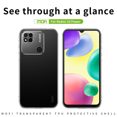 MOFI For Xiaomi Redmi 10C 4G / Redmi 10 Power Soft TPU Cover Transparent Anti-fall Shockproof Phone Case