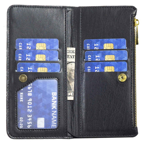 BINFEN COLOR for Xiaomi Redmi 9C 4G / 9C NFC 4G / Poco C31 4G / Redmi 10A 4G BF Style-15 Wallet Style Imprinted Rhombus Pattern Matte PU Leather Zipper Pocket Protective Phone Case