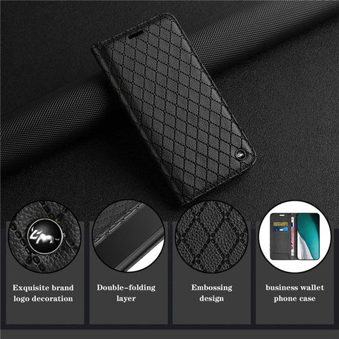 For Samsung Galaxy S21 Ultra 5G / S30 Ultra 5G Rhombus Embossing Litchi Texture Phone Stand Wallet Case RFID Blocking PU Leather Shockproof Cover