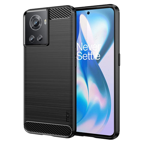 MOFI JK TPU Series-1 for OnePlus Ace 5G / 10R 5G Carbon Fiber Texture Anti-Fingerprint Case Soft TPU Brushed Surface Protective Cover