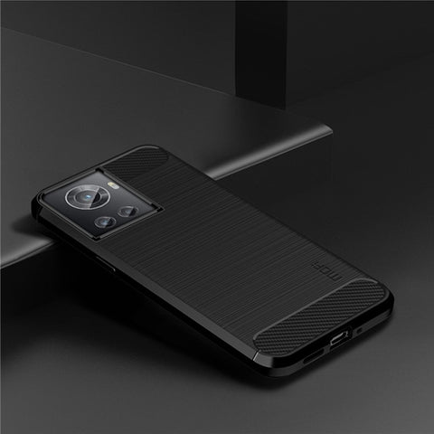 MOFI JK TPU Series-1 for OnePlus Ace 5G / 10R 5G Carbon Fiber Texture Anti-Fingerprint Case Soft TPU Brushed Surface Protective Cover