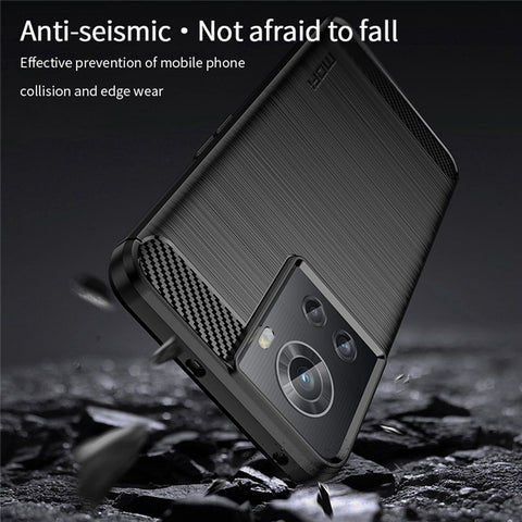 MOFI JK TPU Series-1 for OnePlus Ace 5G / 10R 5G Carbon Fiber Texture Anti-Fingerprint Case Soft TPU Brushed Surface Protective Cover