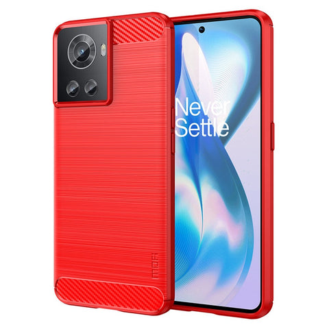 MOFI JK TPU Series-1 for OnePlus Ace 5G / 10R 5G Carbon Fiber Texture Anti-Fingerprint Case Soft TPU Brushed Surface Protective Cover