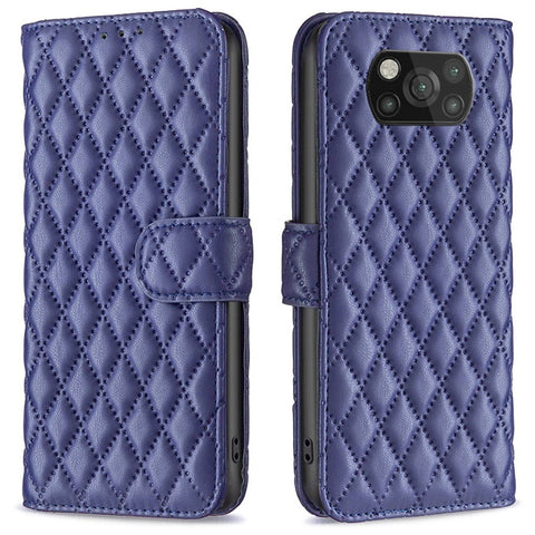 BINFEN COLOR BF Style-14 for Xiaomi Poco X3 / X3 NFC / X3 Pro Matte PU Leather Phone Wallet Stand Case Rhombus Imprinted Protective Cover