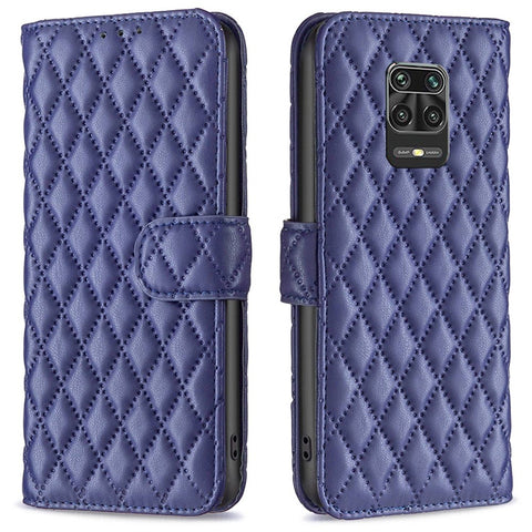 BINFEN COLOR For Xiaomi Redmi Note 9 Pro 4G / Note 9 Pro Max / Note 9S 4G BF Style-14 Imprinted Rhombus Pattern PU Leather TPU Phone Cover Matte Stand Wallet Flip Case