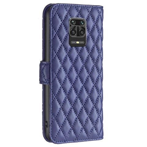 BINFEN COLOR For Xiaomi Redmi Note 9 Pro 4G / Note 9 Pro Max / Note 9S 4G BF Style-14 Imprinted Rhombus Pattern PU Leather TPU Phone Cover Matte Stand Wallet Flip Case