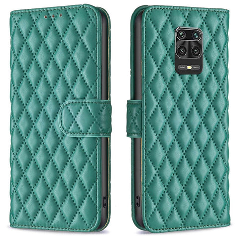 BINFEN COLOR For Xiaomi Redmi Note 9 Pro 4G / Note 9 Pro Max / Note 9S 4G BF Style-14 Imprinted Rhombus Pattern PU Leather TPU Phone Cover Matte Stand Wallet Flip Case