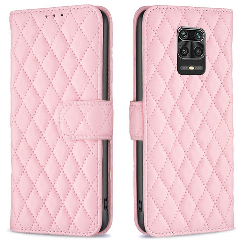 BINFEN COLOR For Xiaomi Redmi Note 9 Pro 4G / Note 9 Pro Max / Note 9S 4G BF Style-14 Imprinted Rhombus Pattern PU Leather TPU Phone Cover Matte Stand Wallet Flip Case