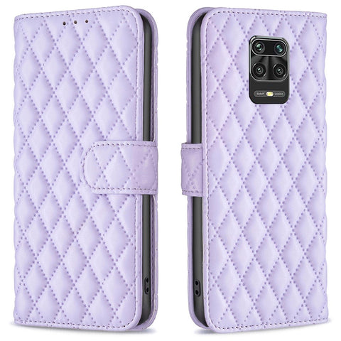 BINFEN COLOR For Xiaomi Redmi Note 9 Pro 4G / Note 9 Pro Max / Note 9S 4G BF Style-14 Imprinted Rhombus Pattern PU Leather TPU Phone Cover Matte Stand Wallet Flip Case