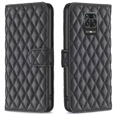 BINFEN COLOR For Xiaomi Redmi Note 9 Pro 4G / Note 9 Pro Max / Note 9S 4G BF Style-14 Imprinted Rhombus Pattern PU Leather TPU Phone Cover Matte Stand Wallet Flip Case