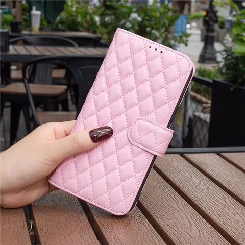 BINFEN COLOR For Xiaomi Redmi 9C / 9C NFC / Redmi 10A / Poco C31 BF Style-14 Imprinted Rhombus Pattern PU Leather TPU Matte Phone Case Stand Wallet Protective Cover