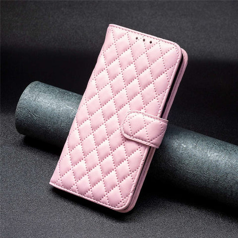 BINFEN COLOR For Xiaomi Redmi 9C / 9C NFC / Redmi 10A / Poco C31 BF Style-14 Imprinted Rhombus Pattern PU Leather TPU Matte Phone Case Stand Wallet Protective Cover